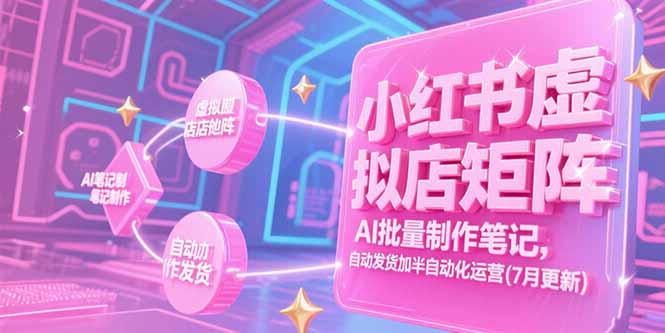 小红书虚拟店矩阵，AI批量制作笔记，自动发货加半自动化运营(7月更新