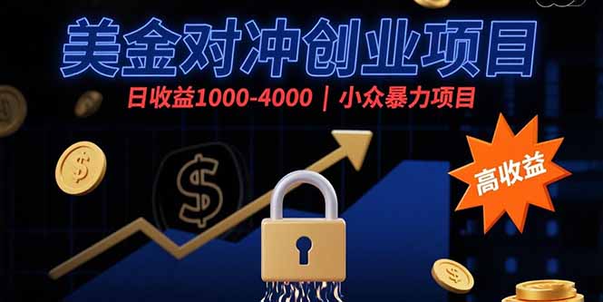 美金对冲创业项目，日收益1000-4000，小众暴力项目