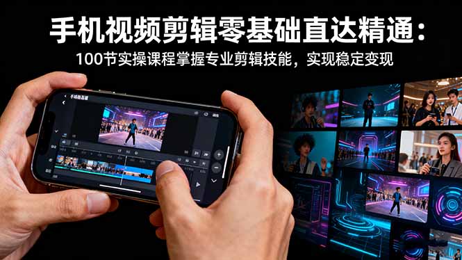 手机视频剪辑零基础直达精通：100节实操课程掌握专业剪辑技能，实现稳...