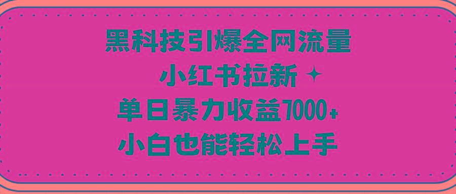 (9679期)黑科技引爆全网流量小红书拉新，单日暴力收益7000+，小白也能轻松上手