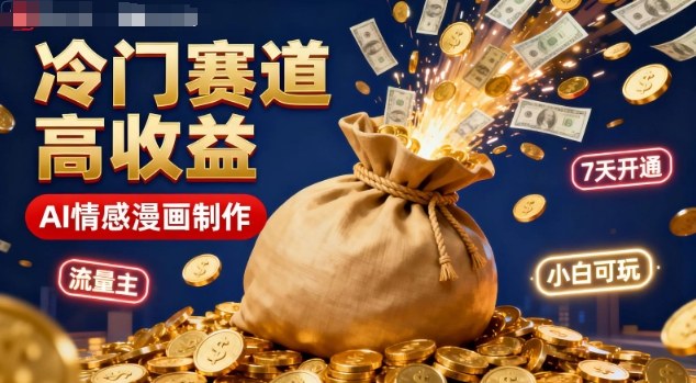 公众号冷门赛道，用AI做情感漫画，7天开通流量主，操作简单，小白可玩