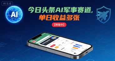 今日头条AI军事赛道，单日收益多张 ，手机可做【附指令】