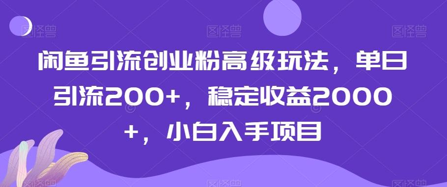 闲鱼引流创业粉高级玩法,单日引流200+,稳定收益2000+,小白入手项目