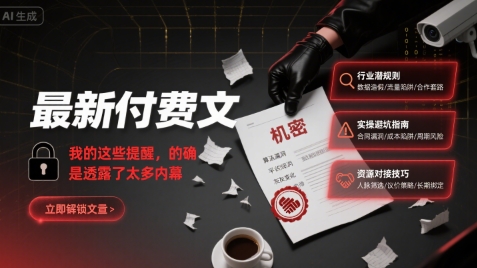 最新付费文：我的这些提醒，的确是透露了太多内幕