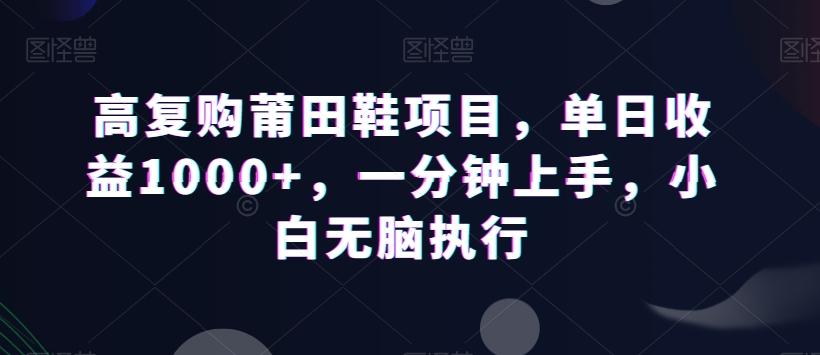 高复购莆田鞋项目,单日收益1000+,一分钟上手,小白无脑执行