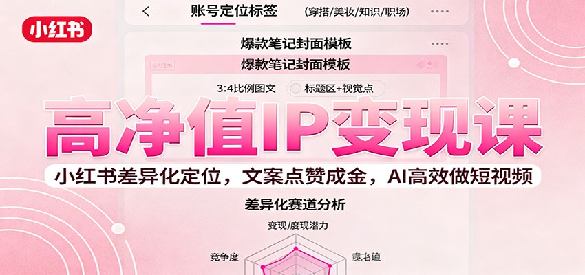 高净值IP变现课：小红书差异化定位，文案点赞成金， AI高效做短视频