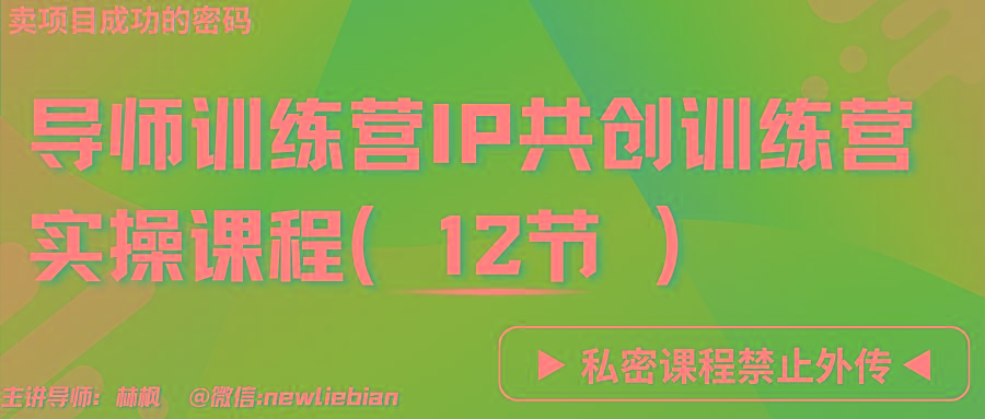 导师训练营3.0IP共创训练营私密实操课程(12节)-卖项目的密码成功秘诀