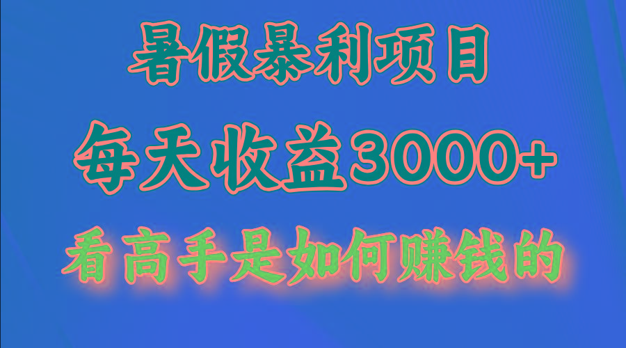 暑假暴力项目 1天收益3000+，视频号，快手，不露脸直播.次日结算