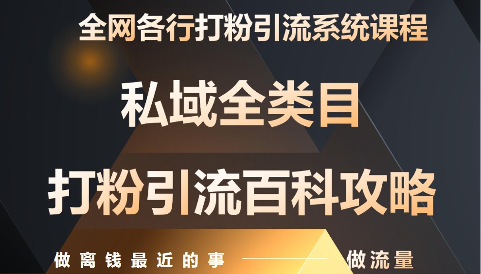 月入9万：全网唯一私域打粉引流神课，零基础手把手带你引流变现