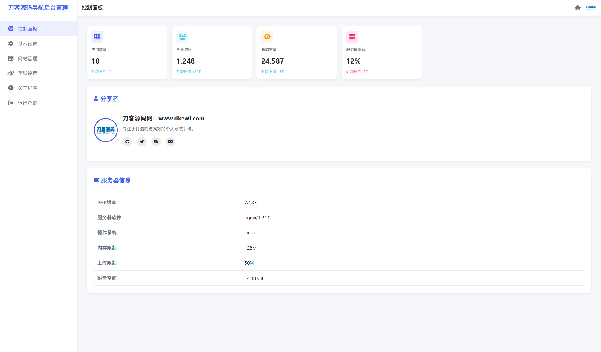 全新UI个人简洁网址导航源码 带后台插图(1)