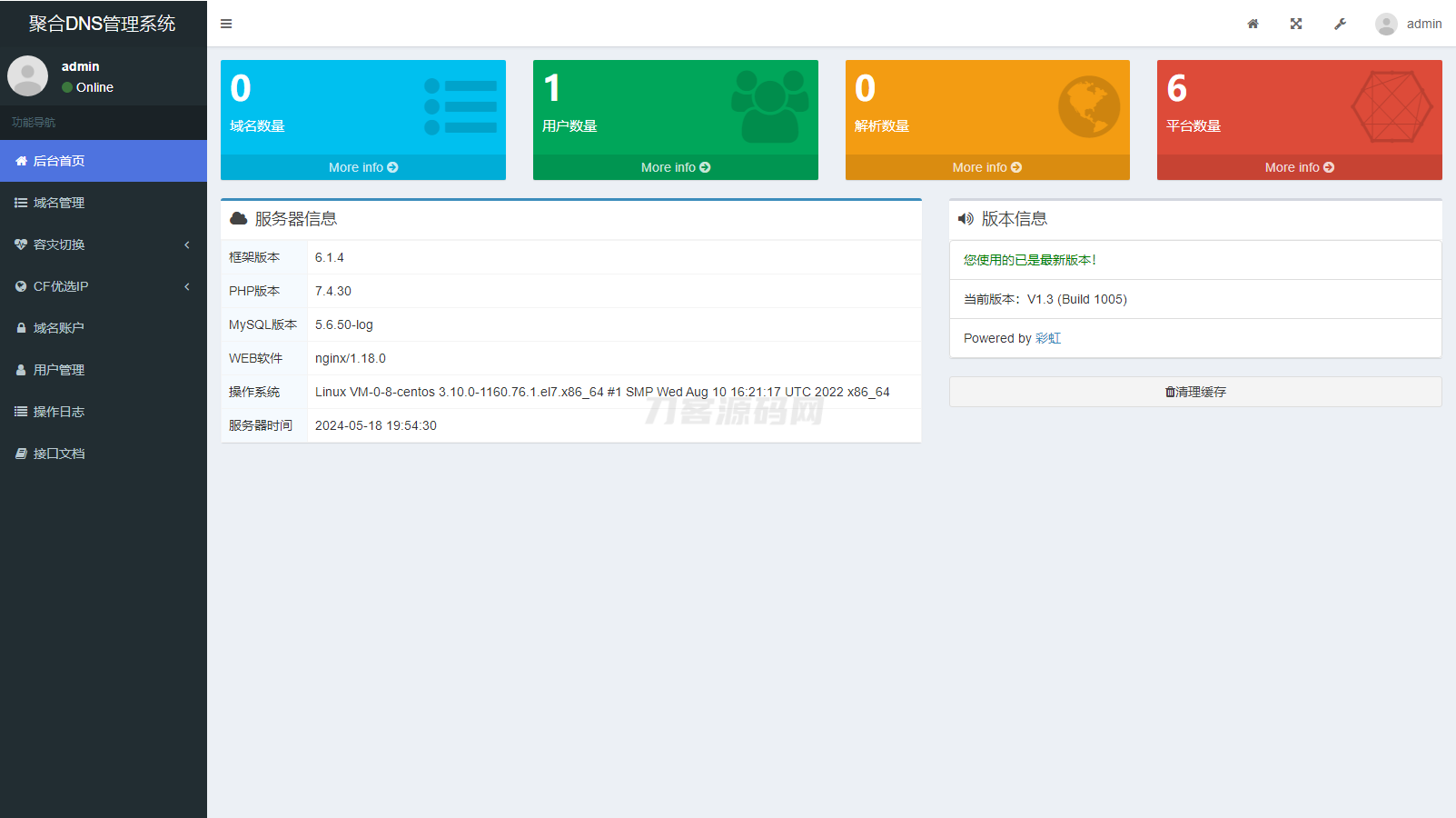 2024最新彩虹聚合DNS管理系统源码v1.3 全开源插图(1)