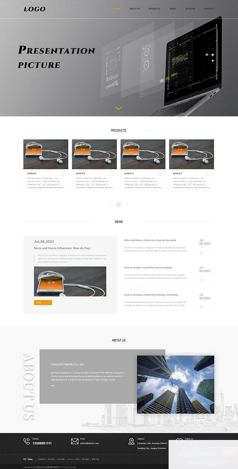 (自适应手机端)企业通用电子产品外贸网站源码 英文外贸pbootcms模板