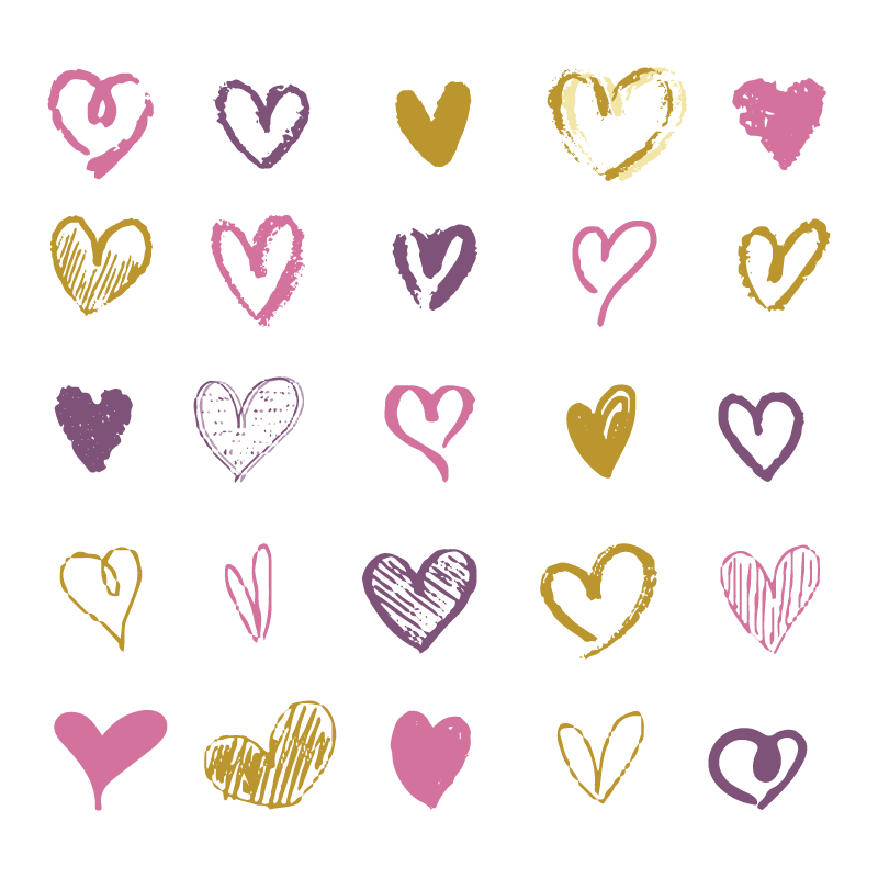 手绘风格爱心集合矢量素材(AI/EPS/PNG)