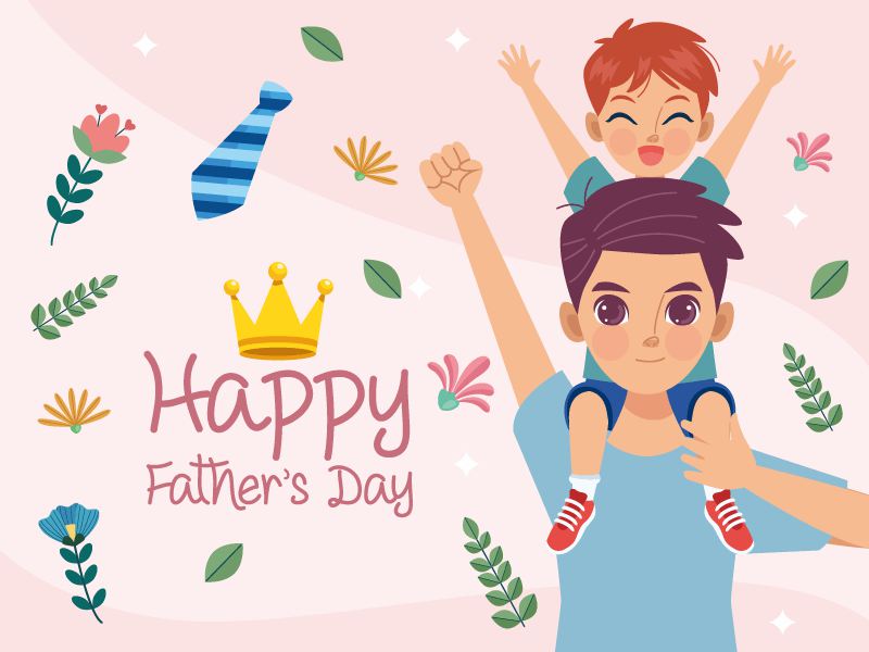 坐在爸爸的肩上设计父亲节快乐矢量素材(EPS)