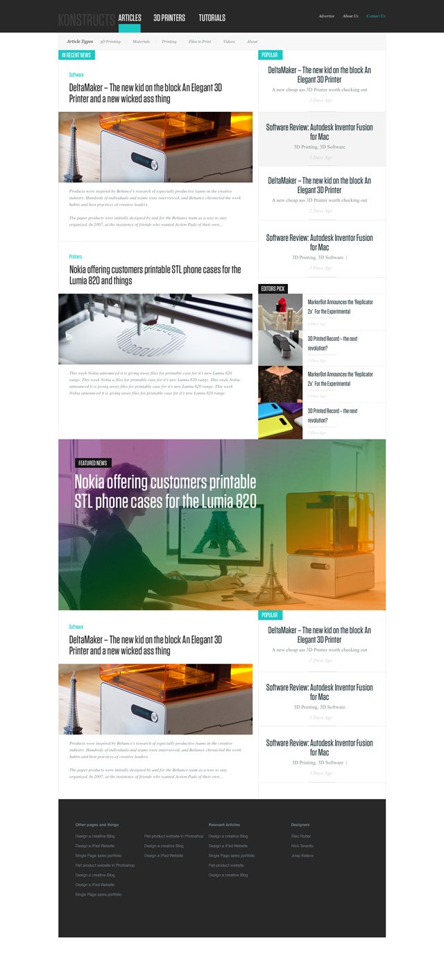 免费新闻或博客PSD素材网站模板