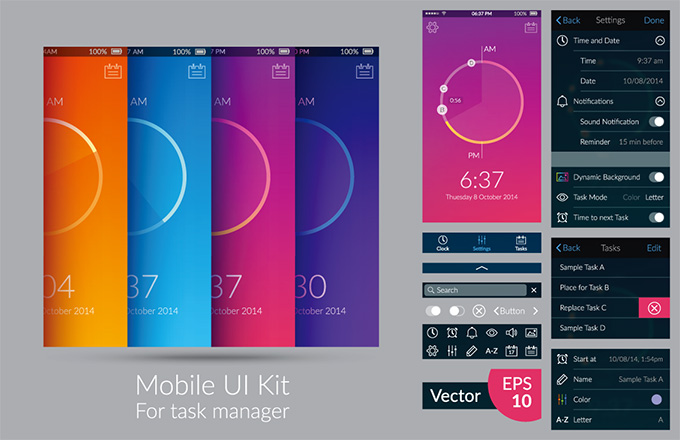 时尚手机UI设计矢量模板