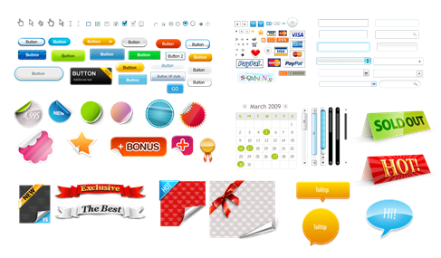 一个非常有用的装饰元素的网页设计屏蔽门分层PSD素材网页图标