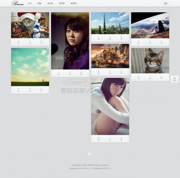 WordPress图片主题 WP瀑布流模板结构
