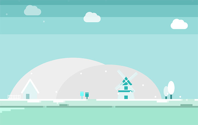 卡通冬季场景CSS3动画特效