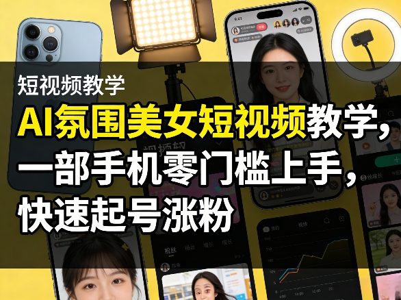 AI氛围美女短视频教学,一部手机零门槛上手,快速起号涨粉插图 AI氛围美女短视频教学,一部手机零门槛上手,快速起号涨粉