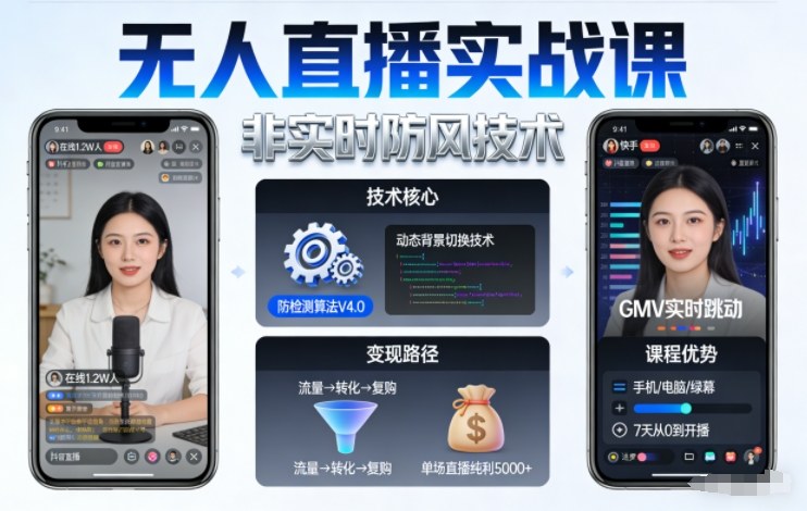 宝子哥无人直播实战课，非实时防风技术，聚焦抖音快手等平台直播带货，轻松开启直播变现之路(更新2026年3月)