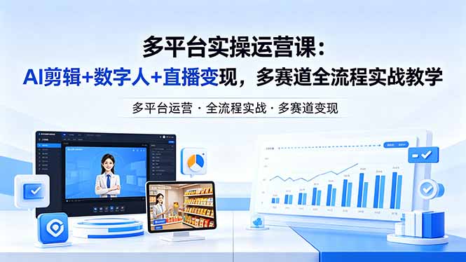 某团队多平台实操运营课-更新26年4月29:AI剪辑+数字人+直播变现,多赛道全流程实战教学插图 某团队多平台实操运营课-更新26年4月29:AI剪辑+数字人+直播变现,多赛道全流程实战教学插图