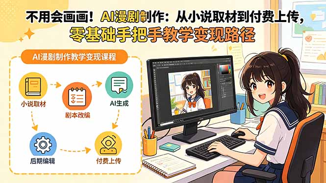 不用会画画!AI漫剧制作:从小说取材到付费上传,零基础手把手教学变现路径插图 不用会画画!AI漫剧制作:从小说取材到付费上传,零基础手把手教学变现路径插图
