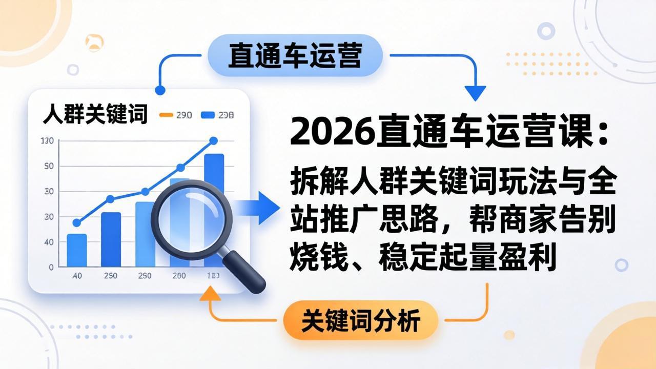 2026直通车运营课:拆解人群关键词玩法与全站推广思路,帮商家告别烧钱、稳定起量盈利插图 2026直通车运营课:拆解人群关键词玩法与全站推广思路,帮商家告别烧钱、稳定起量盈利插图