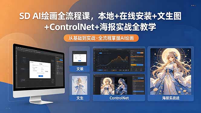 SD AI绘画全流程课,本地+在线安装+文生图+ControlNet+海报实战全教学插图 SD AI绘画全流程课,本地+在线安装+文生图+ControlNet+海报实战全教学插图