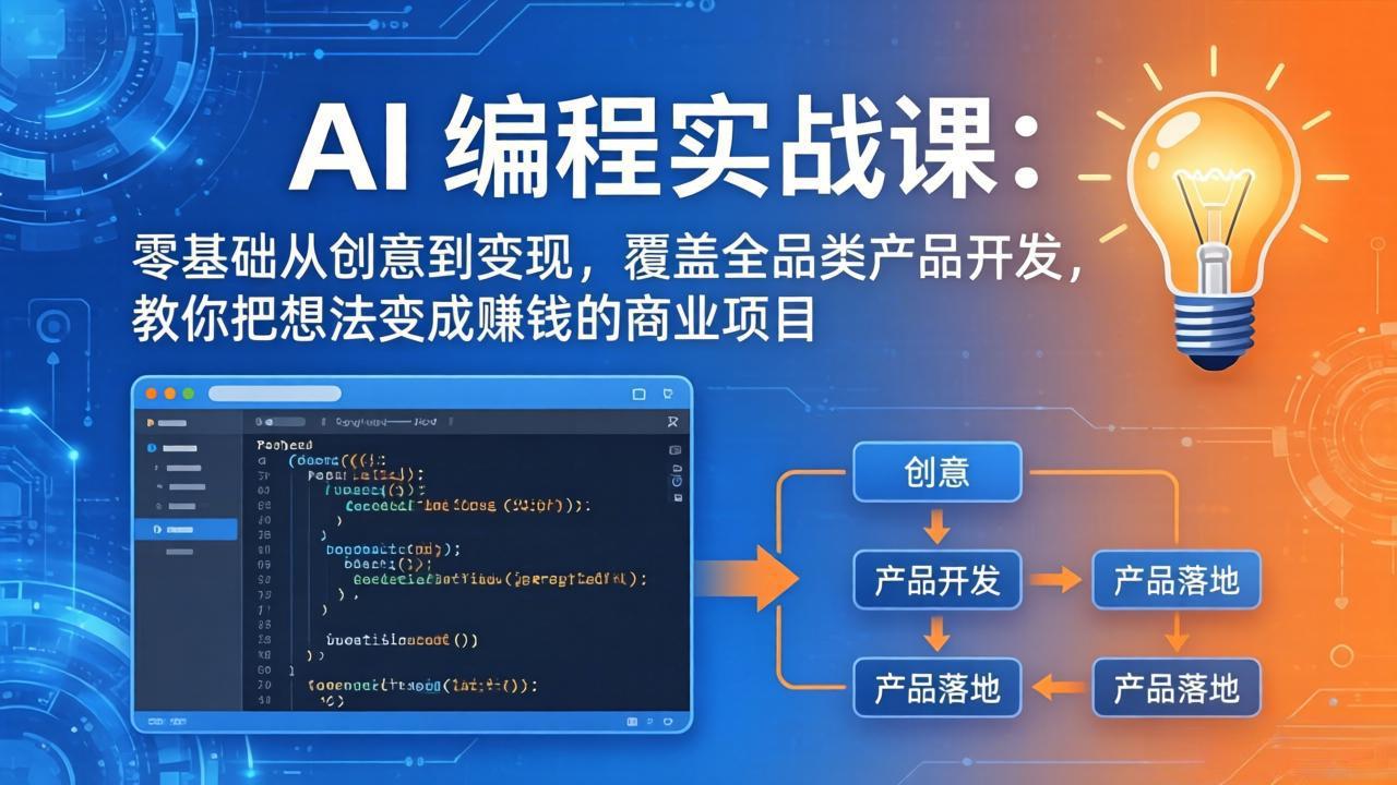 AI编程实战课-第三期-更新:零基础从创意到变现,覆盖全品类产品开发,把想法变成赚钱的项目插图 AI编程实战课-第三期-更新:零基础从创意到变现,覆盖全品类产品开发,把想法变成赚钱的项目插图