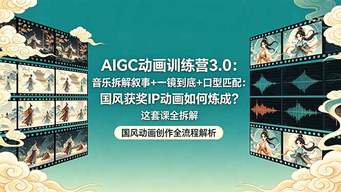 AIGC动画训练营3.0:音乐拆解叙事+一镜到底+口型匹配:国风获奖IP动画如何炼成?这套课全拆解插图 AIGC动画训练营3.0:音乐拆解叙事+一镜到底+口型匹配:国风获奖IP动画如何炼成?这套课全拆解插图