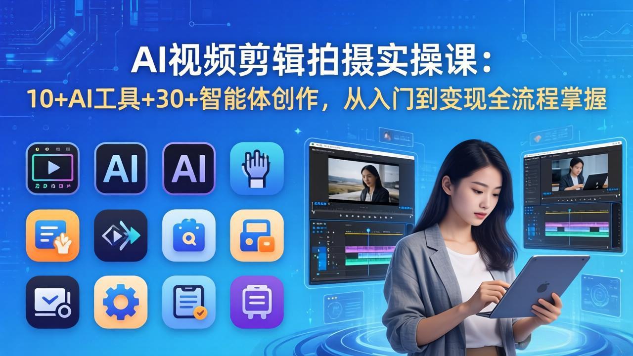 AI 视频剪辑拍摄实操课:10+AI工具+30+智能体创作,从入门到变现全流程掌握插图 AI 视频剪辑拍摄实操课:10+AI工具+30+智能体创作,从入门到变现全流程掌握插图