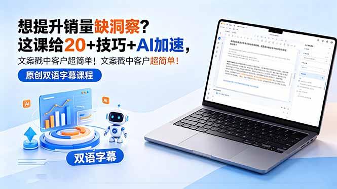 想提升销量缺洞察?这课给 20 + 技巧 + AI 加速,文案戳中客户超简单!【原创双语字幕】插图 想提升销量缺洞察?这课给 20 + 技巧 + AI 加速,文案戳中客户超简单!【原创双语字幕】插图