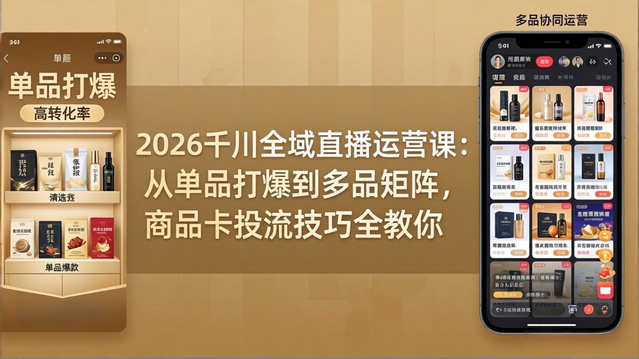 2026千川全域直播运营课:从单品打爆到多品矩阵,商品卡投流技巧全教你插图 2026千川全域直播运营课:从单品打爆到多品矩阵,商品卡投流技巧全教你插图