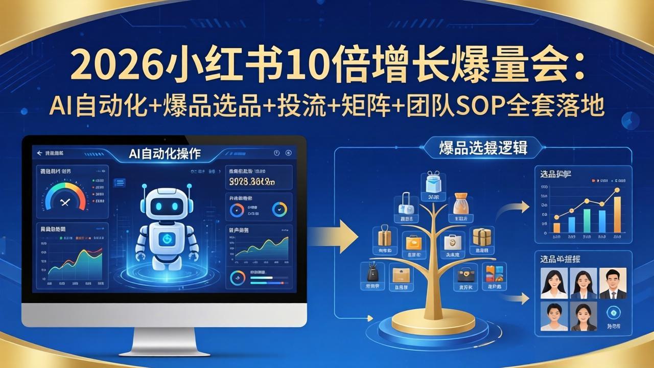 2026小红书10倍增长爆量会:AI自动化+爆品选品+投流+矩阵+团队SOP全套落地插图 2026小红书10倍增长爆量会:AI自动化+爆品选品+投流+矩阵+团队SOP全套落地插图