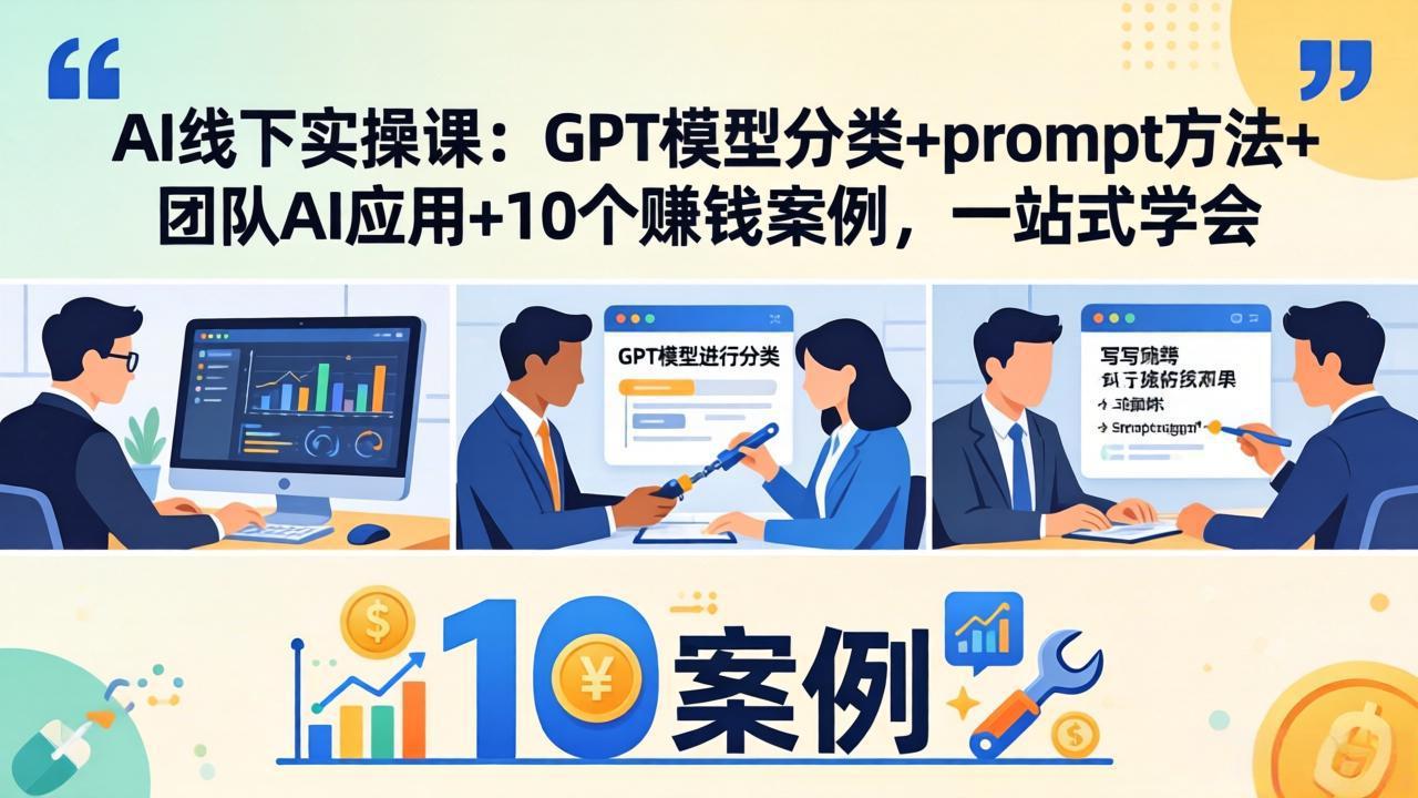 AI线下实操课:GPT模型分类+prompt方法+团队AI应用+10个赚钱案例,一站式学会插图 AI线下实操课:GPT模型分类+prompt方法+团队AI应用+10个赚钱案例,一站式学会插图