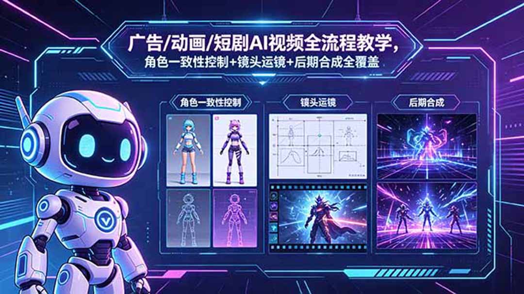 广告/动画/短剧AI视频全流程教学,角色一致性控制+镜头运镜+后期合成全覆盖插图 广告/动画/短剧AI视频全流程教学,角色一致性控制+镜头运镜+后期合成全覆盖插图