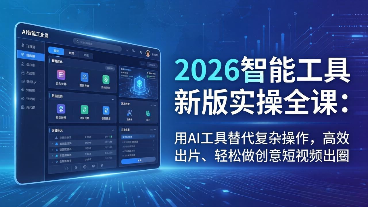 2026智能工具新版实操全课:用AI工具替代复杂操作,高效出片、轻松做创意短视频出圈插图 2026智能工具新版实操全课:用AI工具替代复杂操作,高效出片、轻松做创意短视频出圈插图