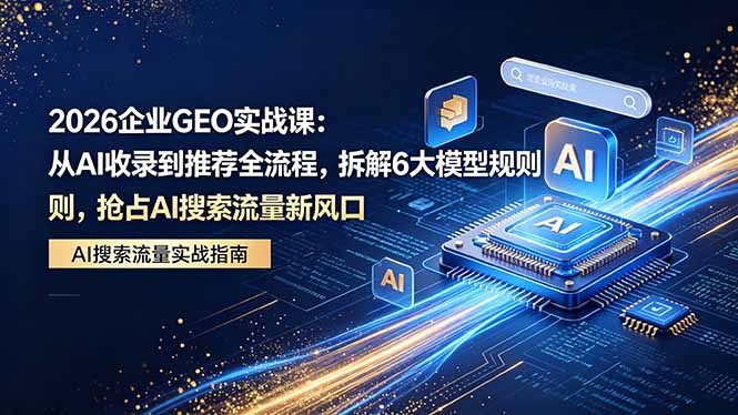 2026 企业GEO实战课:从AI收录到推荐全流程,拆解6大模型规则,抢占 AI 搜索流量新风口插图 2026 企业GEO实战课:从AI收录到推荐全流程,拆解6大模型规则,抢占 AI 搜索流量新风口插图