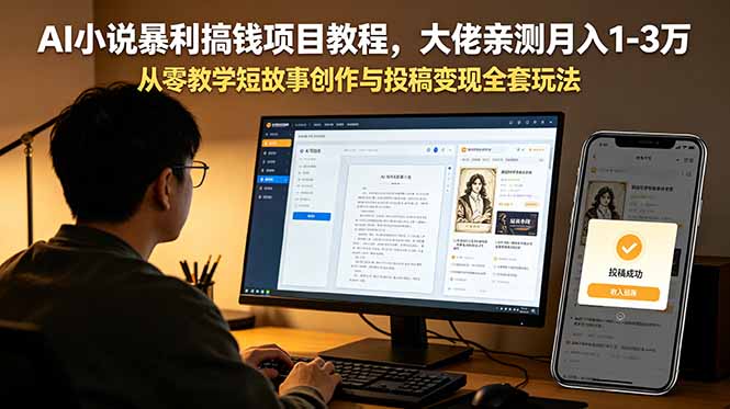AI小说暴利搞钱项目教程，大佬亲测月入1-3万，从零教学短故事创作与投稿变现全套玩法插图