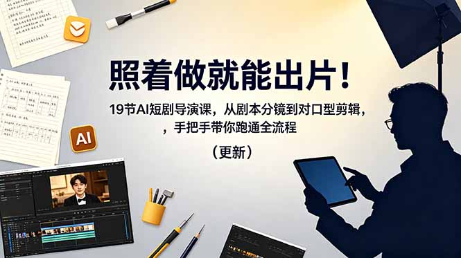 照着做就能出片！19节AI短剧导演课，从剧本分镜到对口型剪辑，手把手带你跑通全流程(更新插图