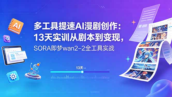 多工具提速AI漫剧创作：13天实训从剧本到变现，SORA即梦wan2-2全工具实战插图