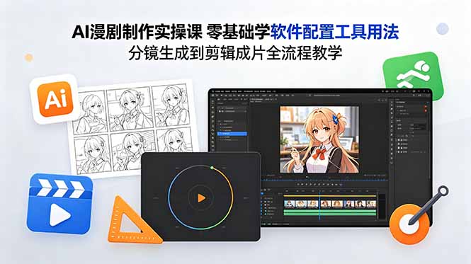 AI漫剧制作实操课 零基础学软件配置工具用法 分镜生成到剪辑成片全流程教学插图