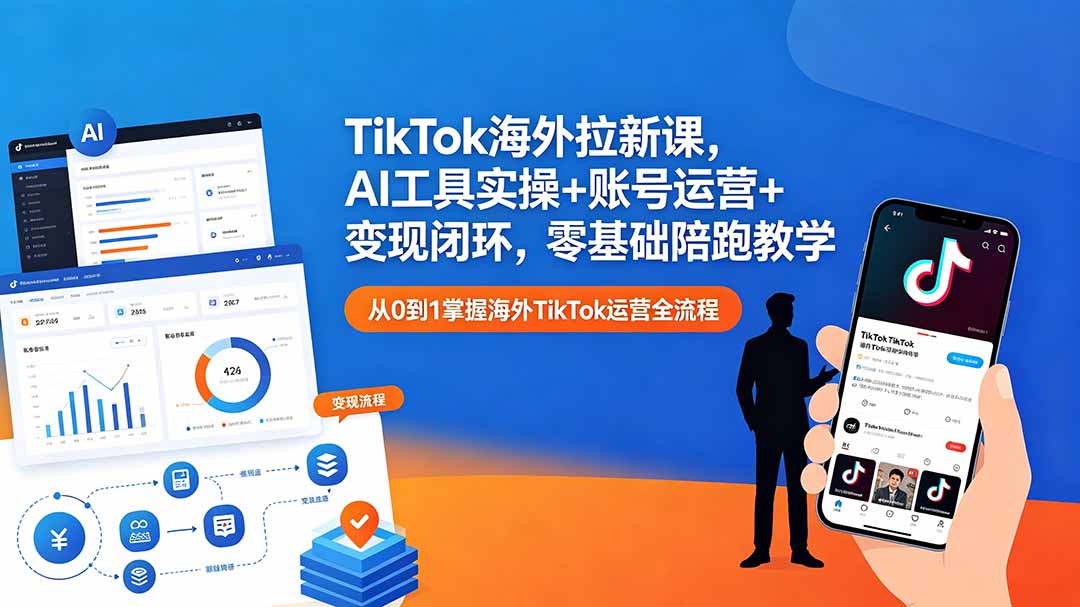 TikTok海外拉新课，AI工具实操+账号运营+变现闭环，零基础陪跑教学插图