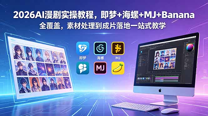 2026AI漫剧实操教程，即梦+海螺+MJ+Banana全覆盖，素材处理到成片落地一站式教学插图