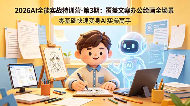 2026AI全能实战特训营-第3期：覆盖文案办公绘画全场景 零基础快速变身AI实操高手插图