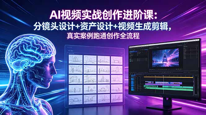 AI视频实战创作进阶课：分镜头设计+资产设计+视频生成剪辑，真实案例跑通创作全流程插图