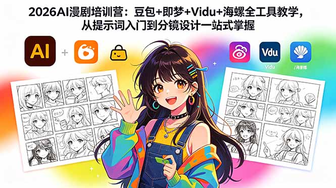 2026AI漫剧培训营：豆包+即梦+Vidu+海螺全工具教学，从提示词入门到分镜设计一站式掌握插图
